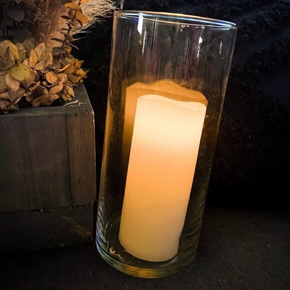 Medium Glass Cylindrical Vase or Candle Holder - Picture 3 of 3